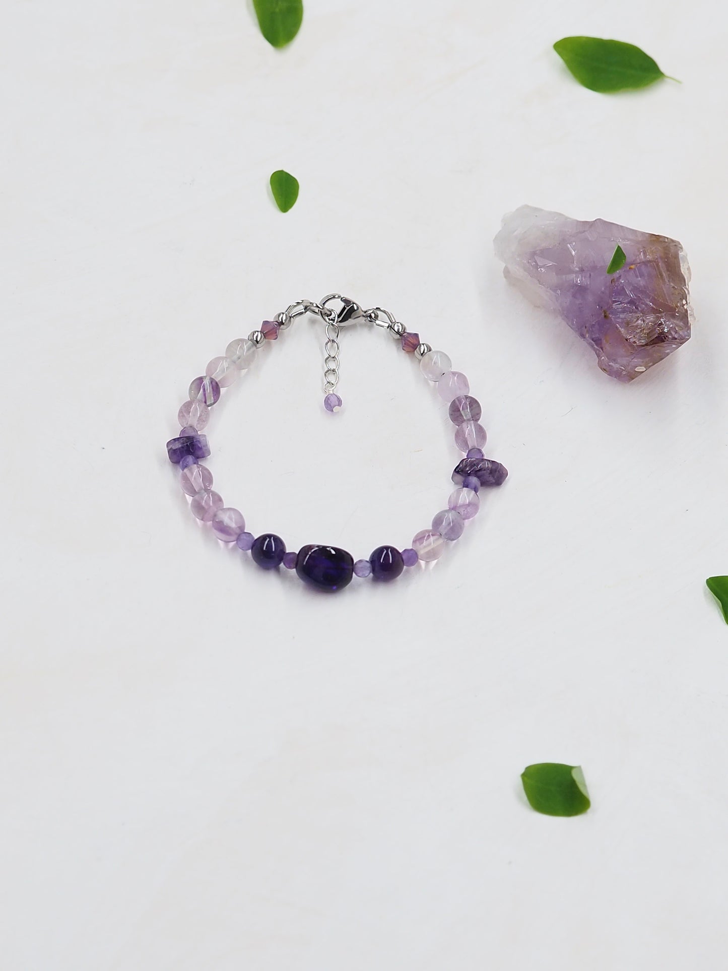 Amethyst & Fluorite Slender Bracelet