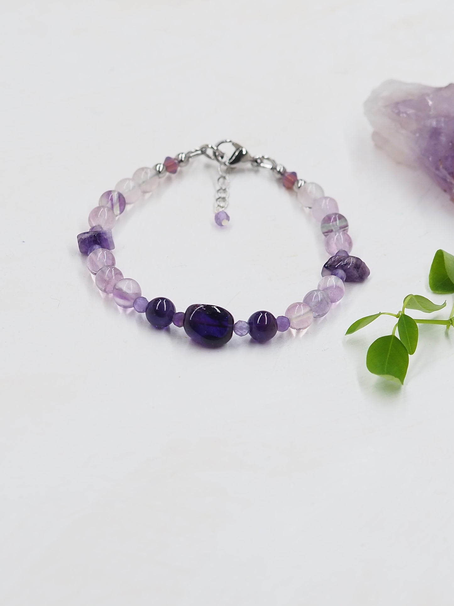 Amethyst & Fluorite Slender Bracelet