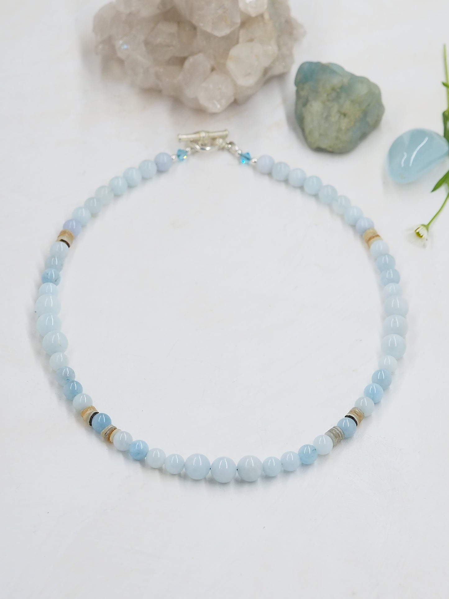 Aquamarine Choker with Cababe accents
