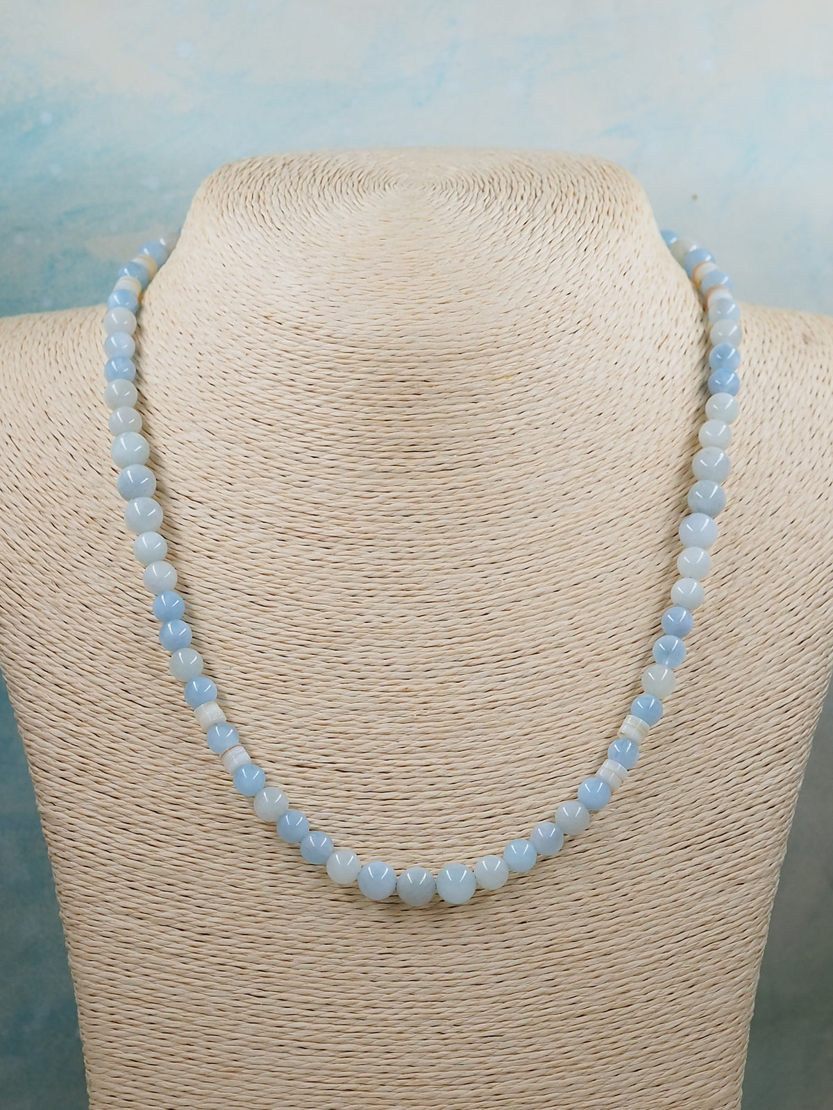 Aquamarine Hand Strung Necklace Standard Length