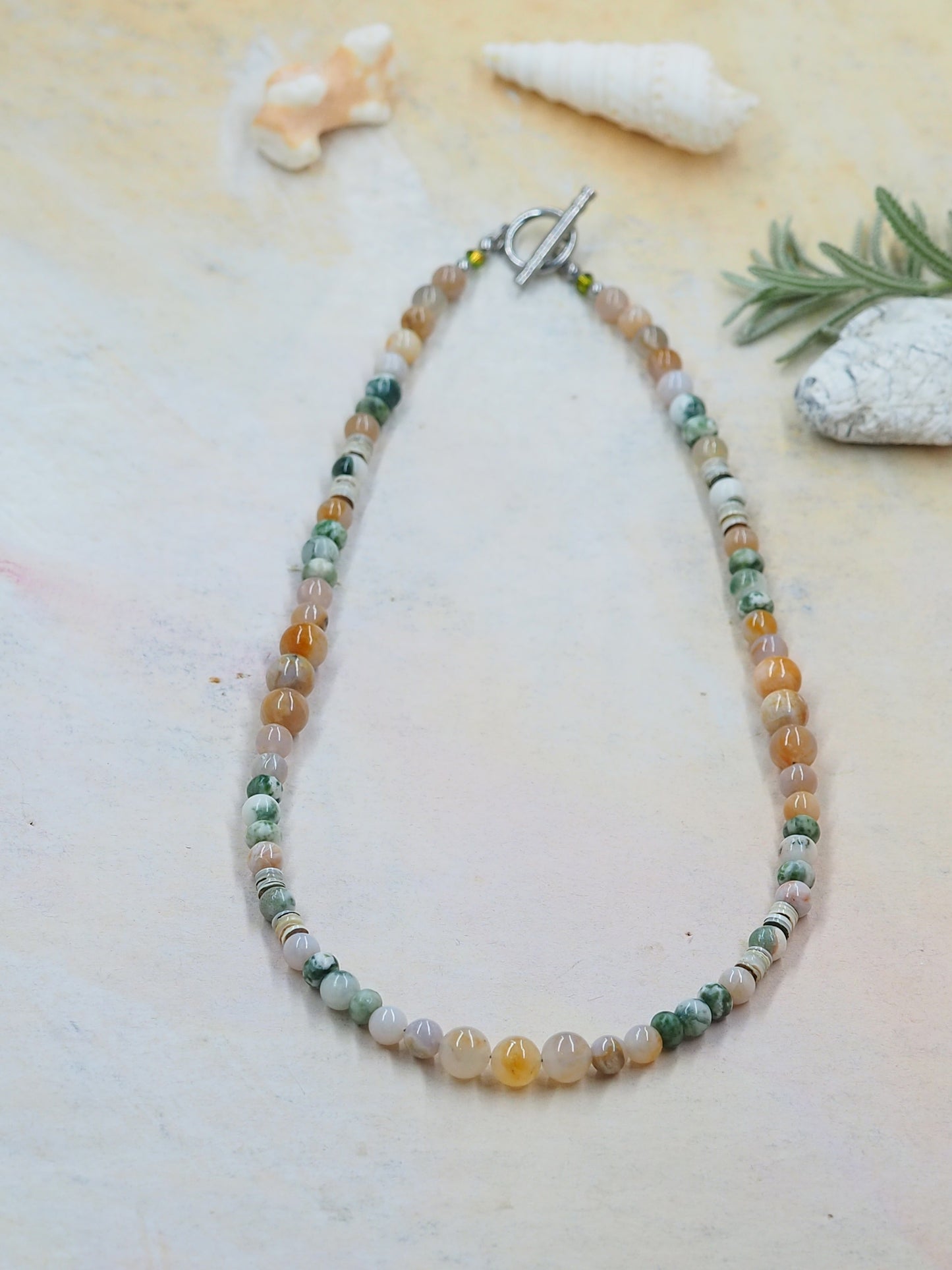 Australian Agate and Tree Agate Hand Strung Necklace