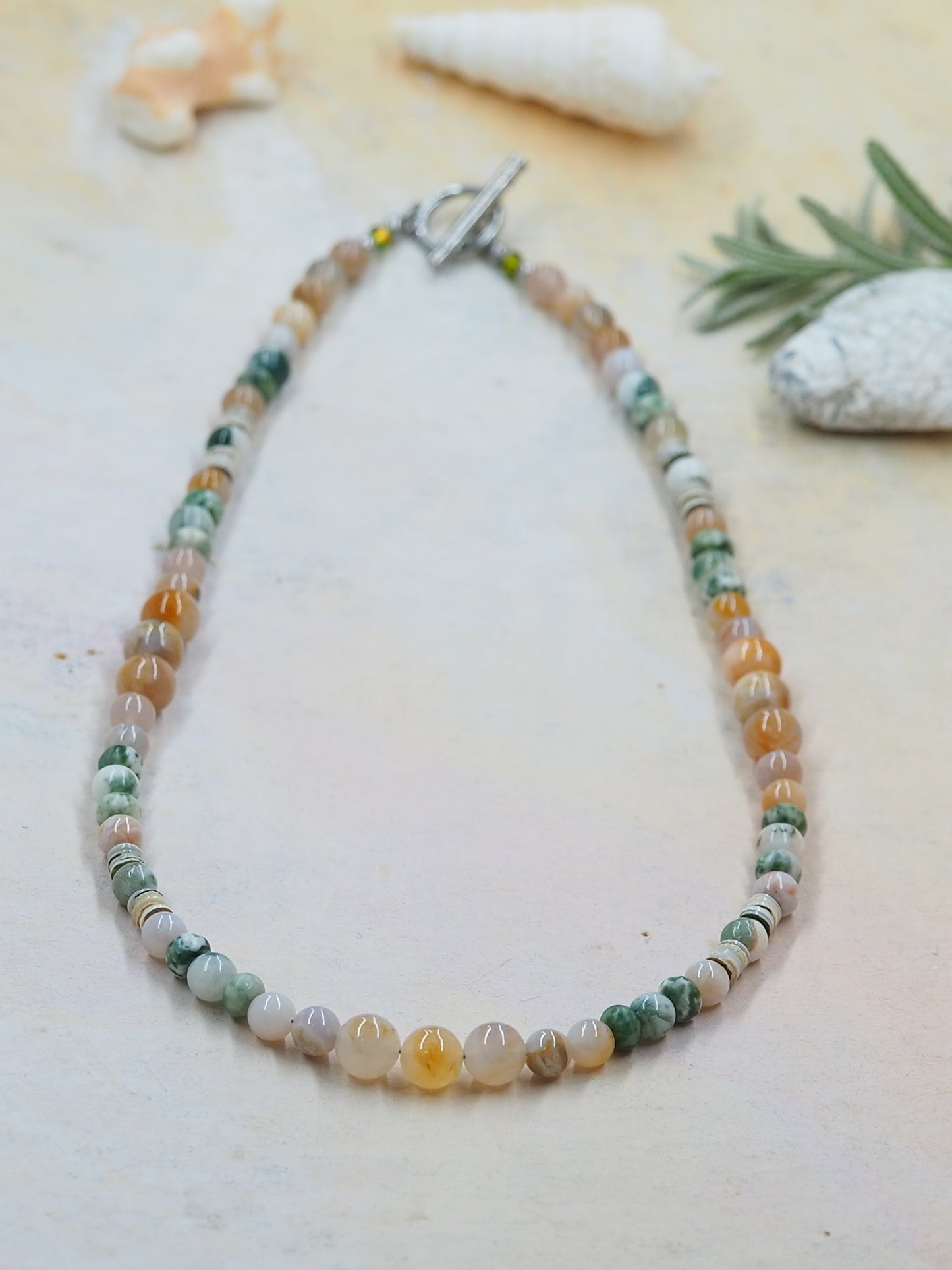 Australian Agate and Tree Agate Hand Strung Necklace
