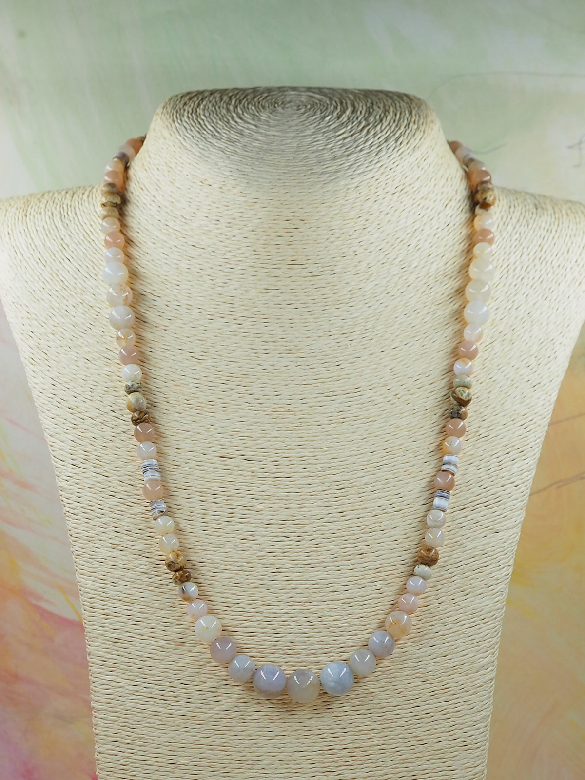 Australian Agate, Picture Jasper & Sunstone Mid-length Necklace