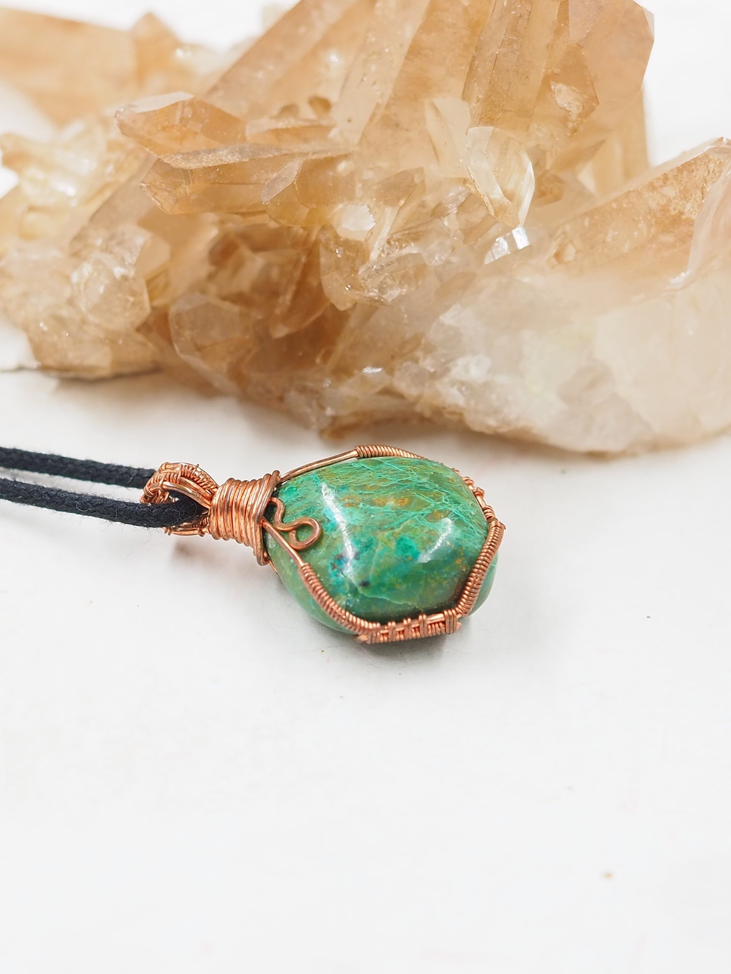 Chrysocolla and Copper Hand Wrapped Pendant