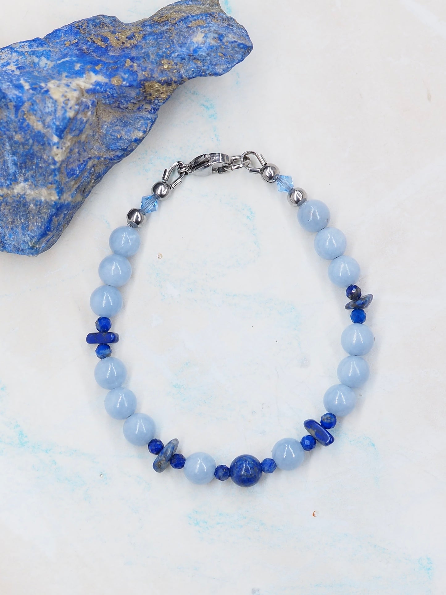 Lapis Lazuli & Angelite Slender Bracelet