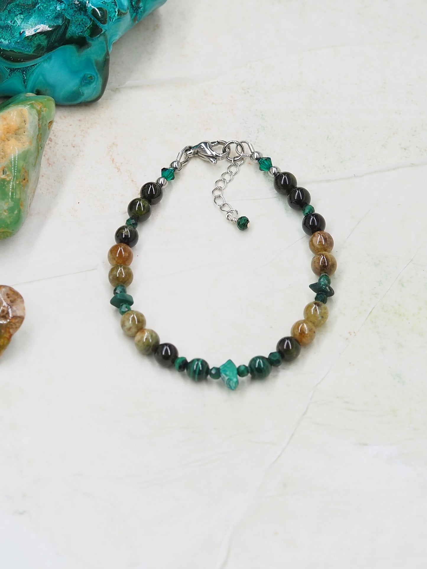 Malachite & Green Garnet Slender Bracelet