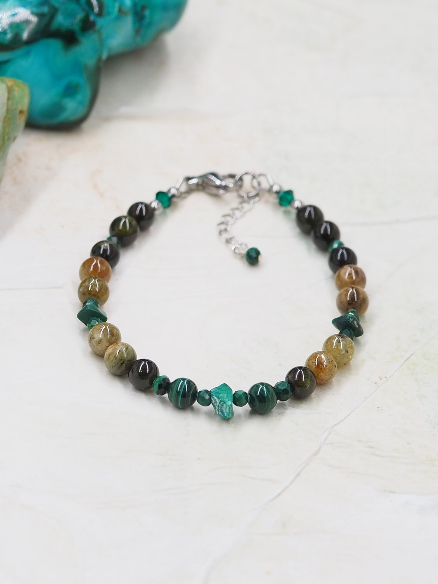 Malachite & Green Garnet Slender Bracelet