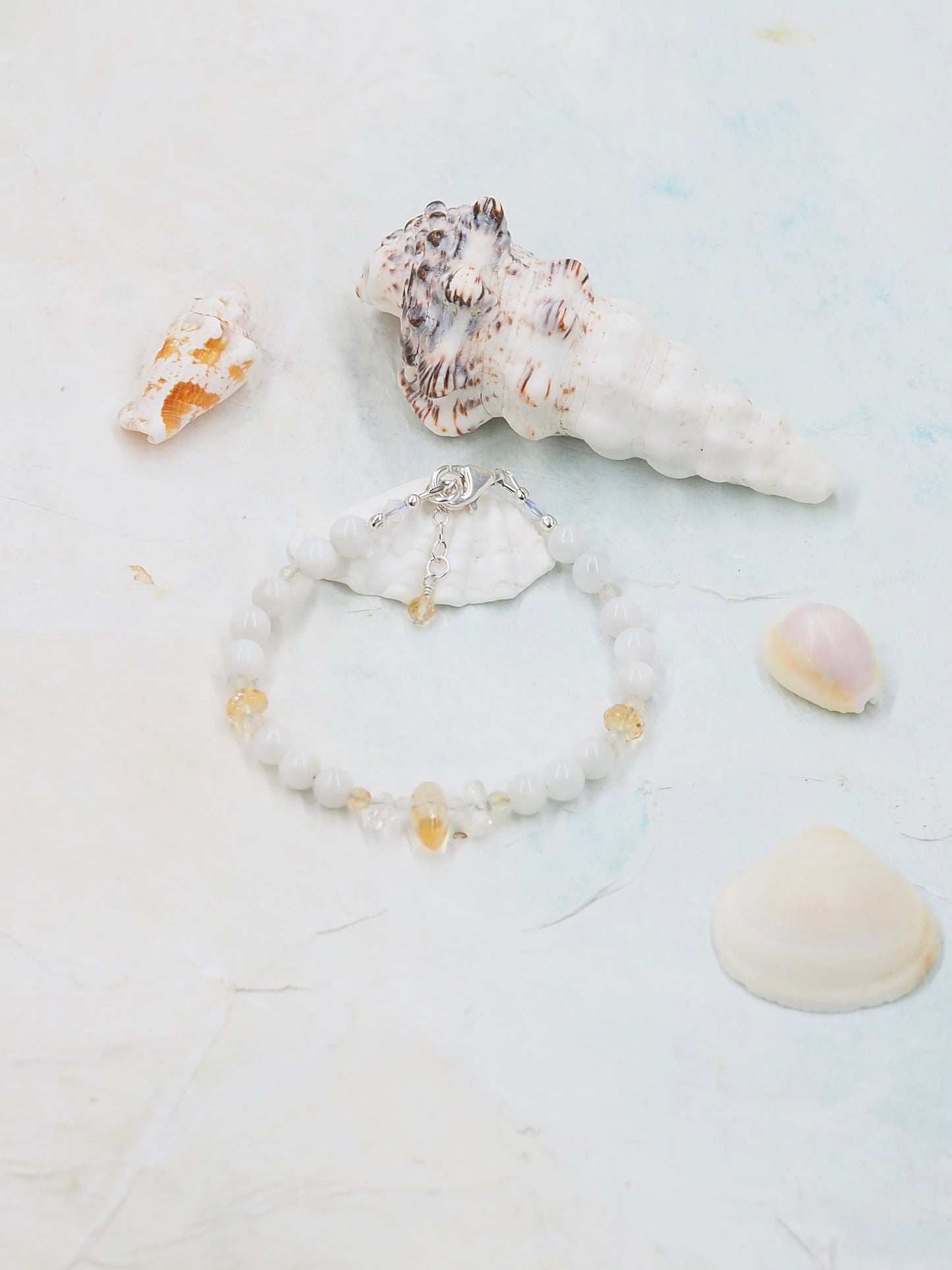 Citrine & White Rainbow Moonstone Slender Bracelet