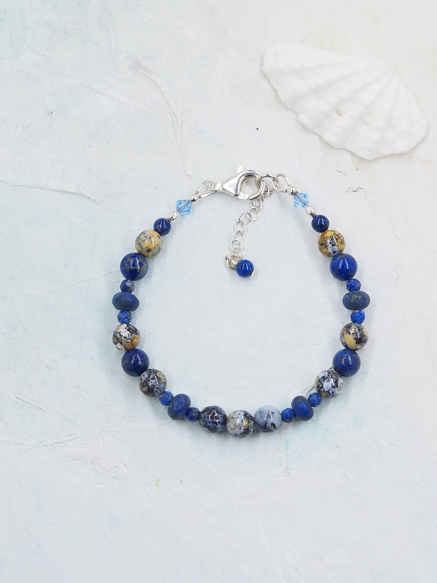 Blue Ocean Agate & Lapis Lazuli Slender Bracelet