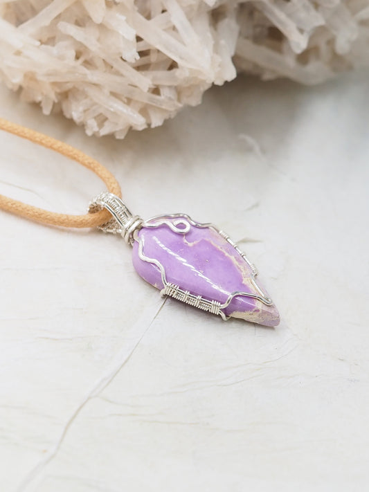 OOAK Phosphospherite & Sterling Silver Hand Wrapped Cabochon Pendant