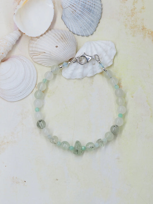 Prehnite, Serpentine & Chrysoprase Slender Bracelet