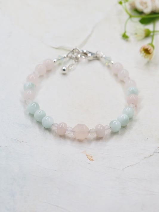 Rose Quartz & Green Angelite Slender Bracelet