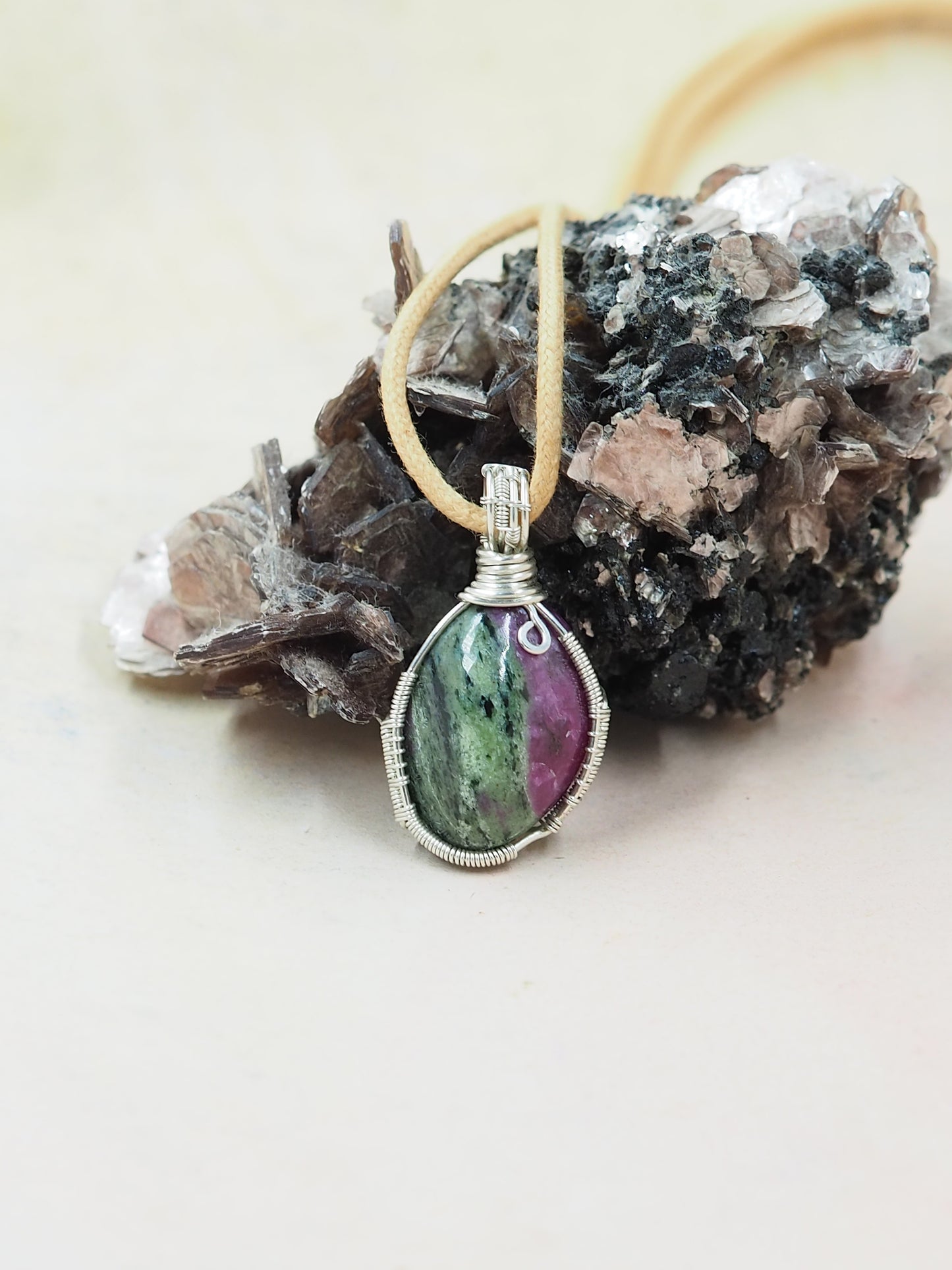 Ruby in Zoisite Pendant, Hand Wrapped with Sterling Silver