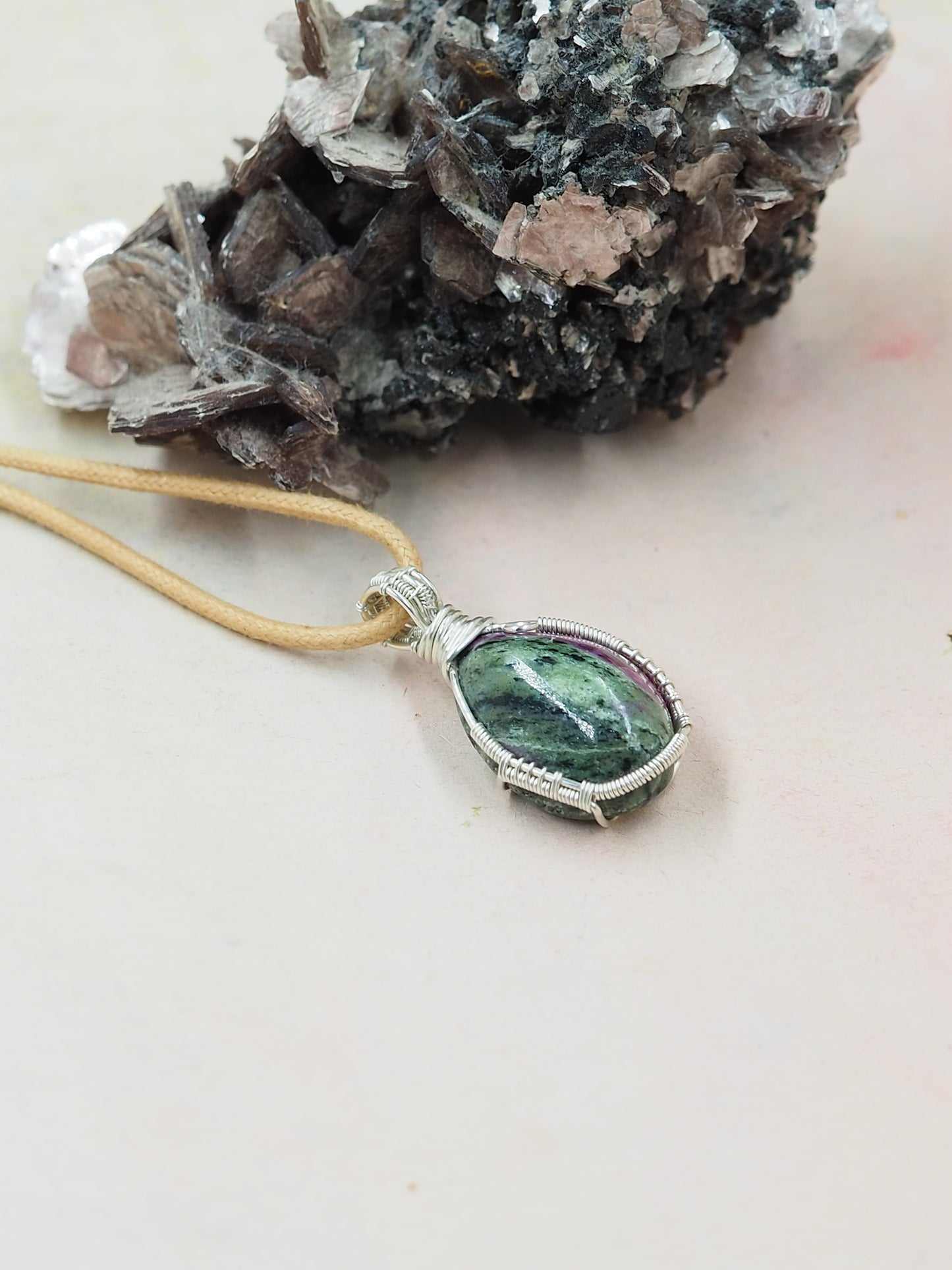 Ruby in Zoisite Pendant, Hand Wrapped with Sterling Silver