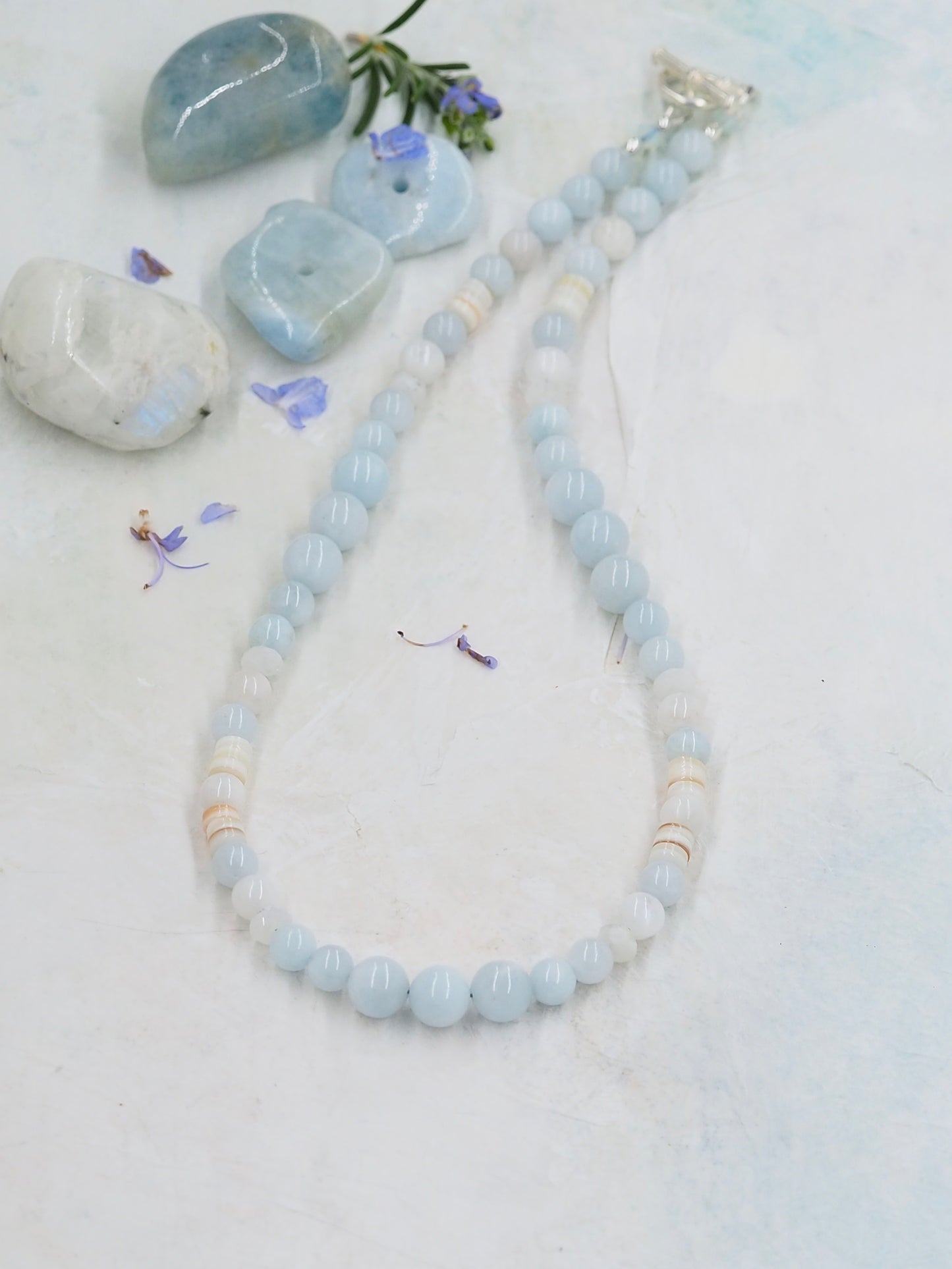 Aquamarine and Moonstone Choker