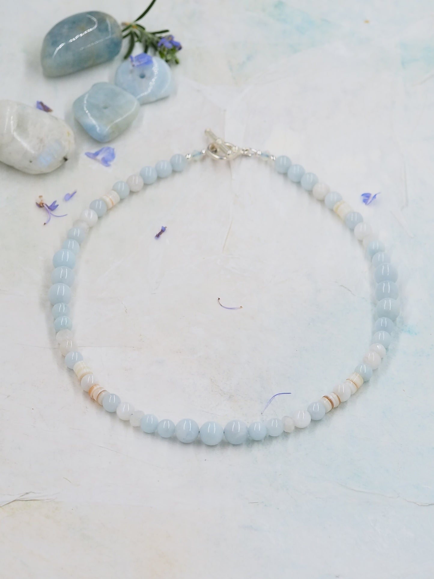 Aquamarine and Moonstone Choker