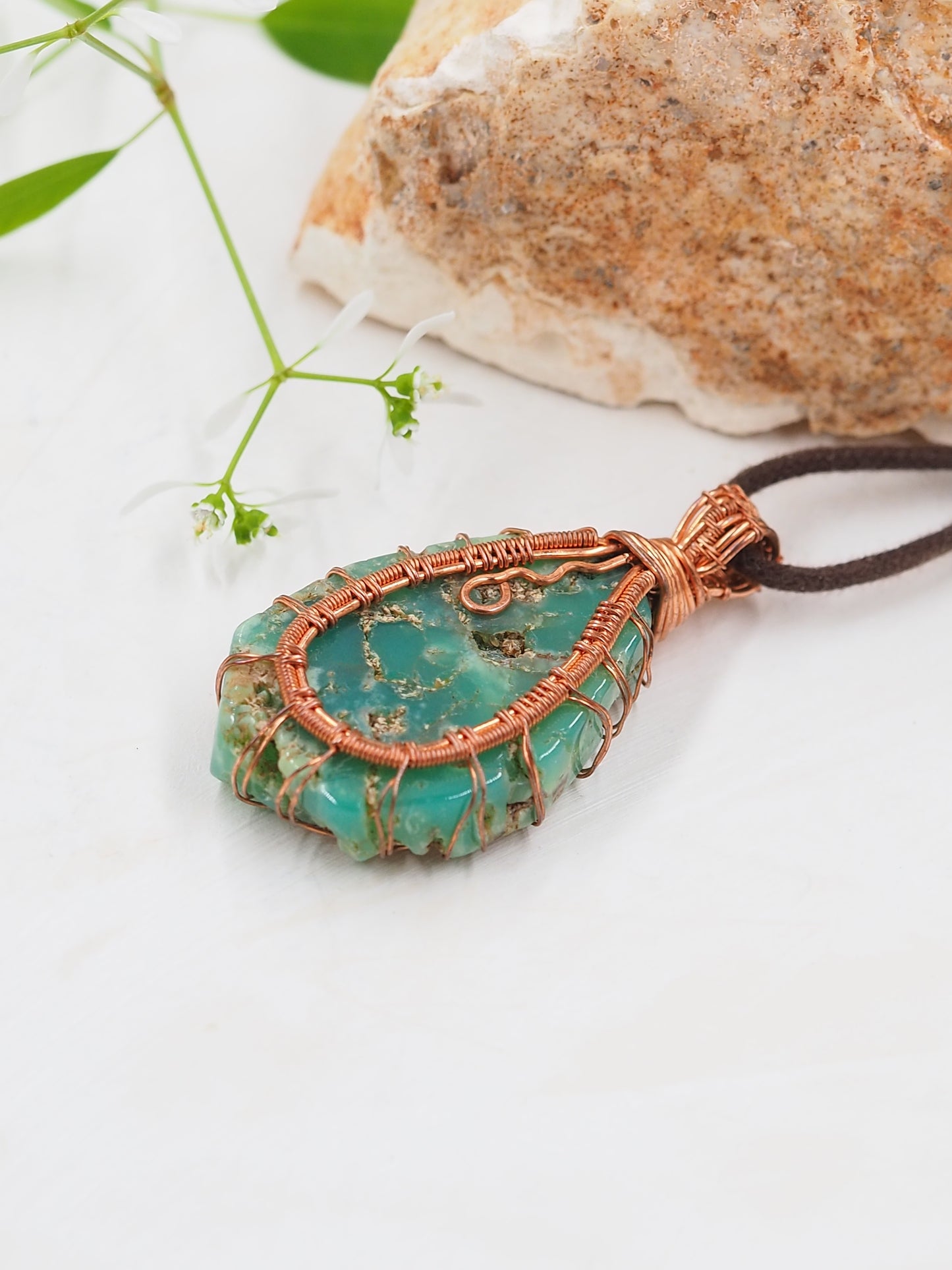 Australian Chrysoprase & Copper Pendant