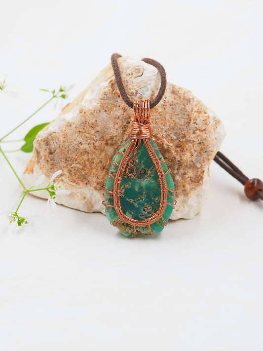 Australian Chrysoprase & Copper Pendant