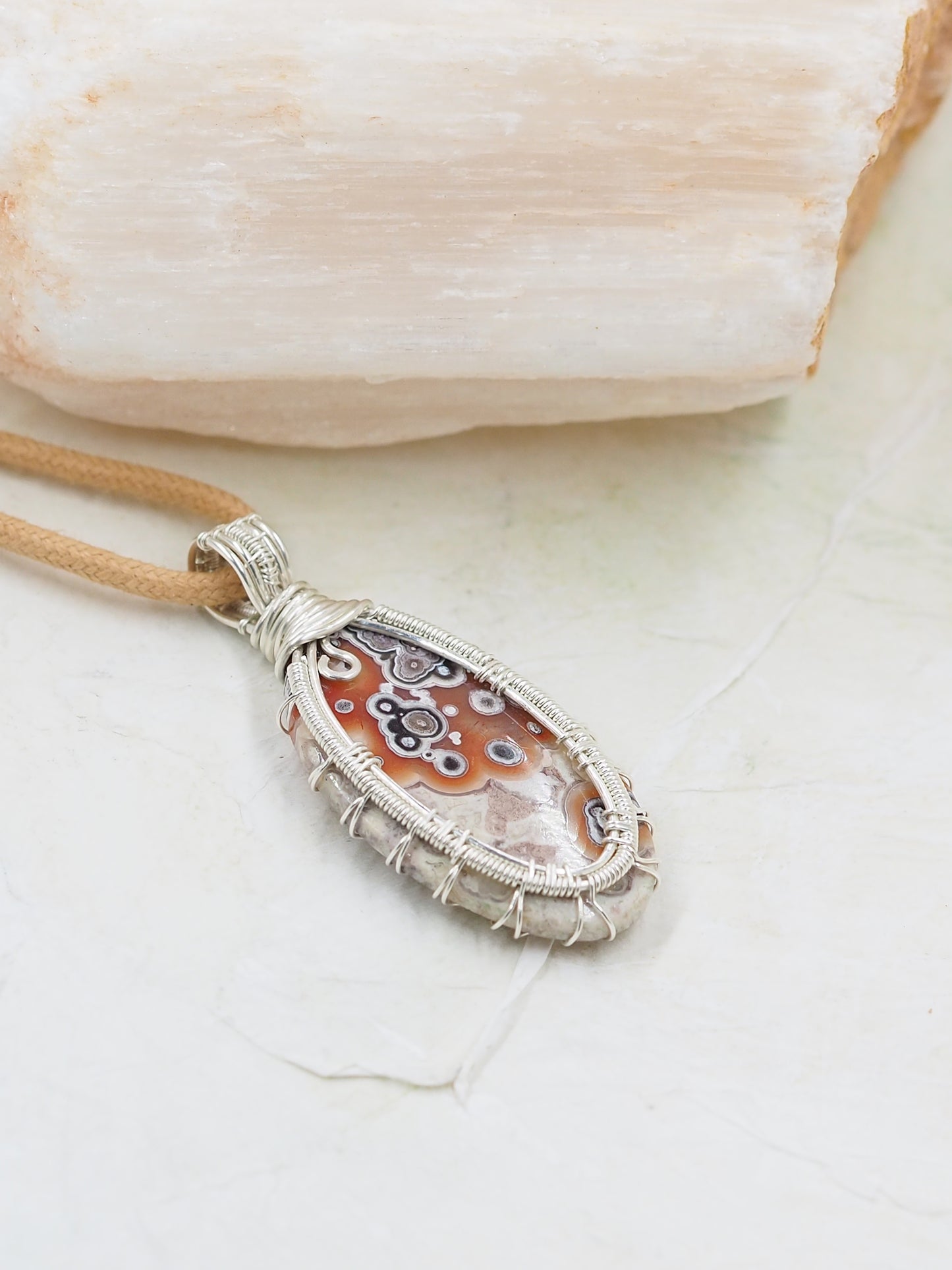 OOAK Lace Agate & Sterling Silver Pendant