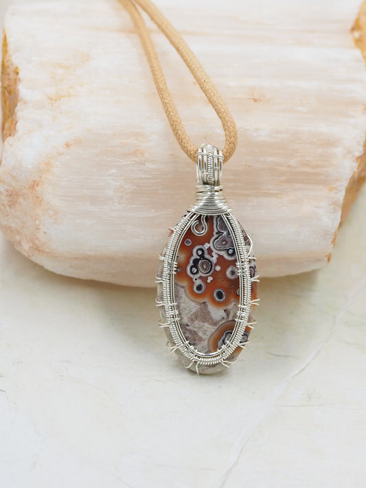 OOAK Lace Agate & Sterling Silver Pendant