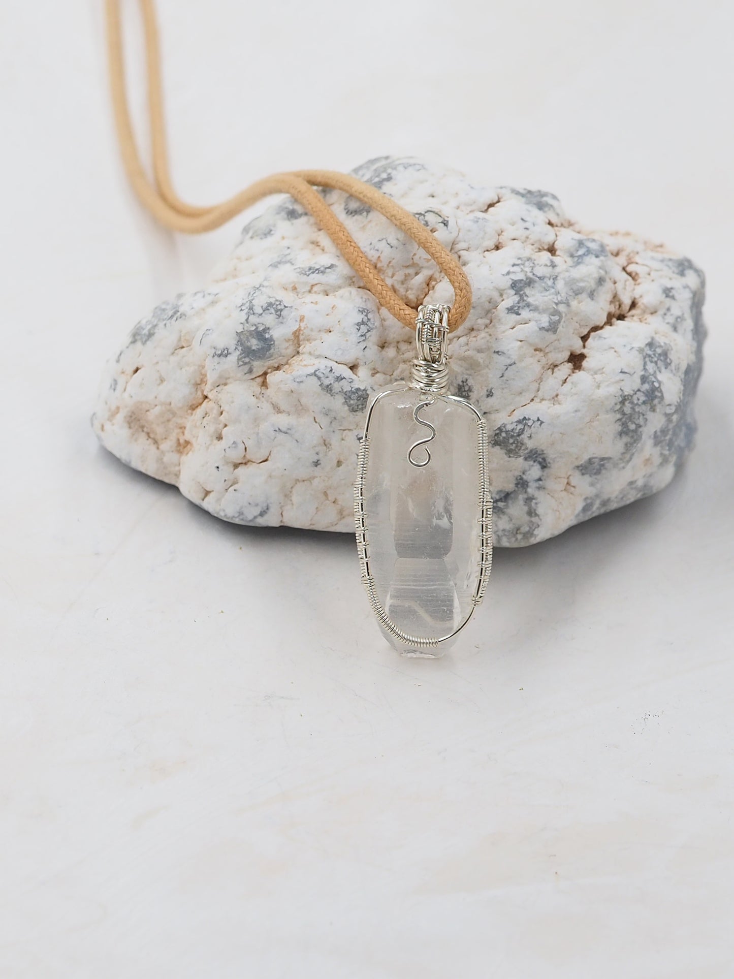 Clear Lemurian Seed Crystal Point, Hand Wrapped with Sterling Silver