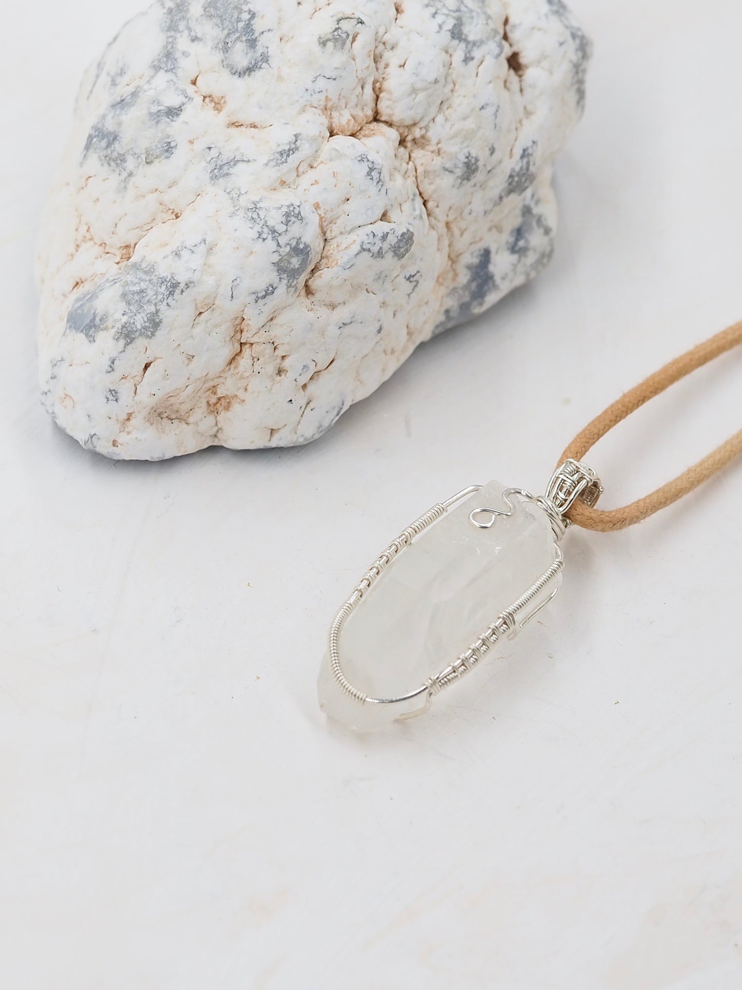 Clear Lemurian Seed Crystal Point, Hand Wrapped with Sterling Silver