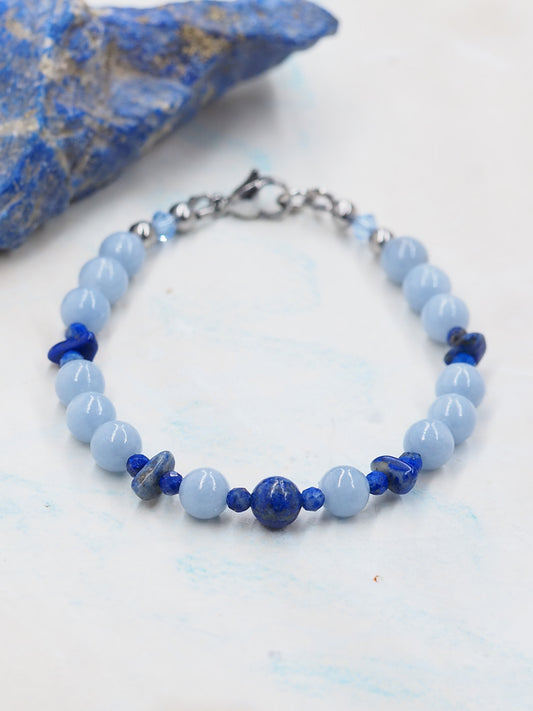 Lapis Lazuli & Angelite Slender Bracelet