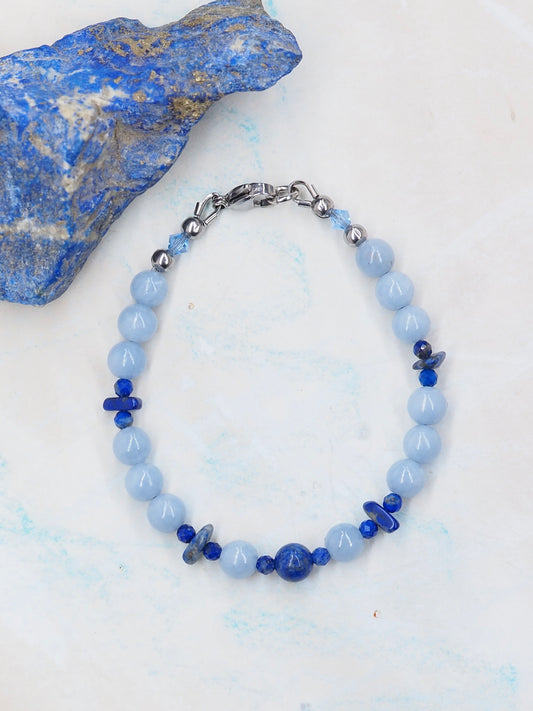 Lapis Lazuli & Angelite Slender Bracelet