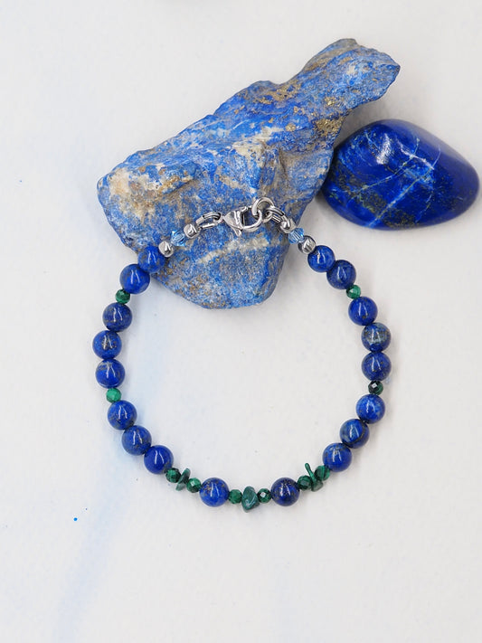 Lapis Lazuli & Malachite Slender Bracelet