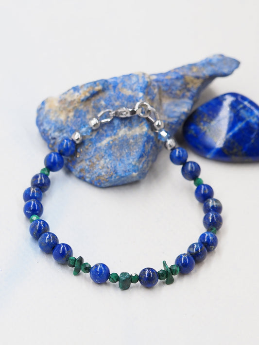 Lapis Lazuli & Malachite Slender Bracelet