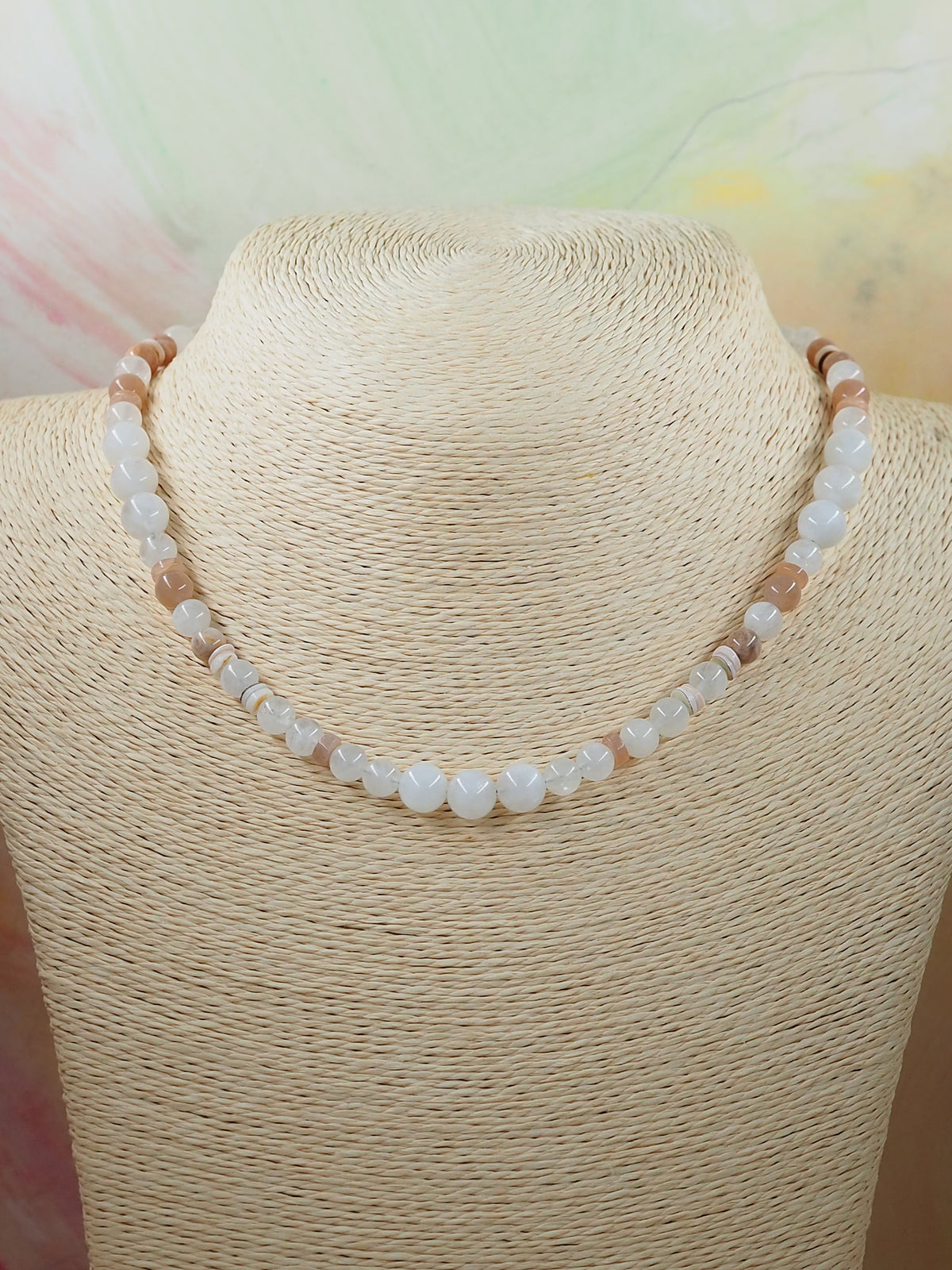 Moonstone & Sunstone Hand Beaded Choker