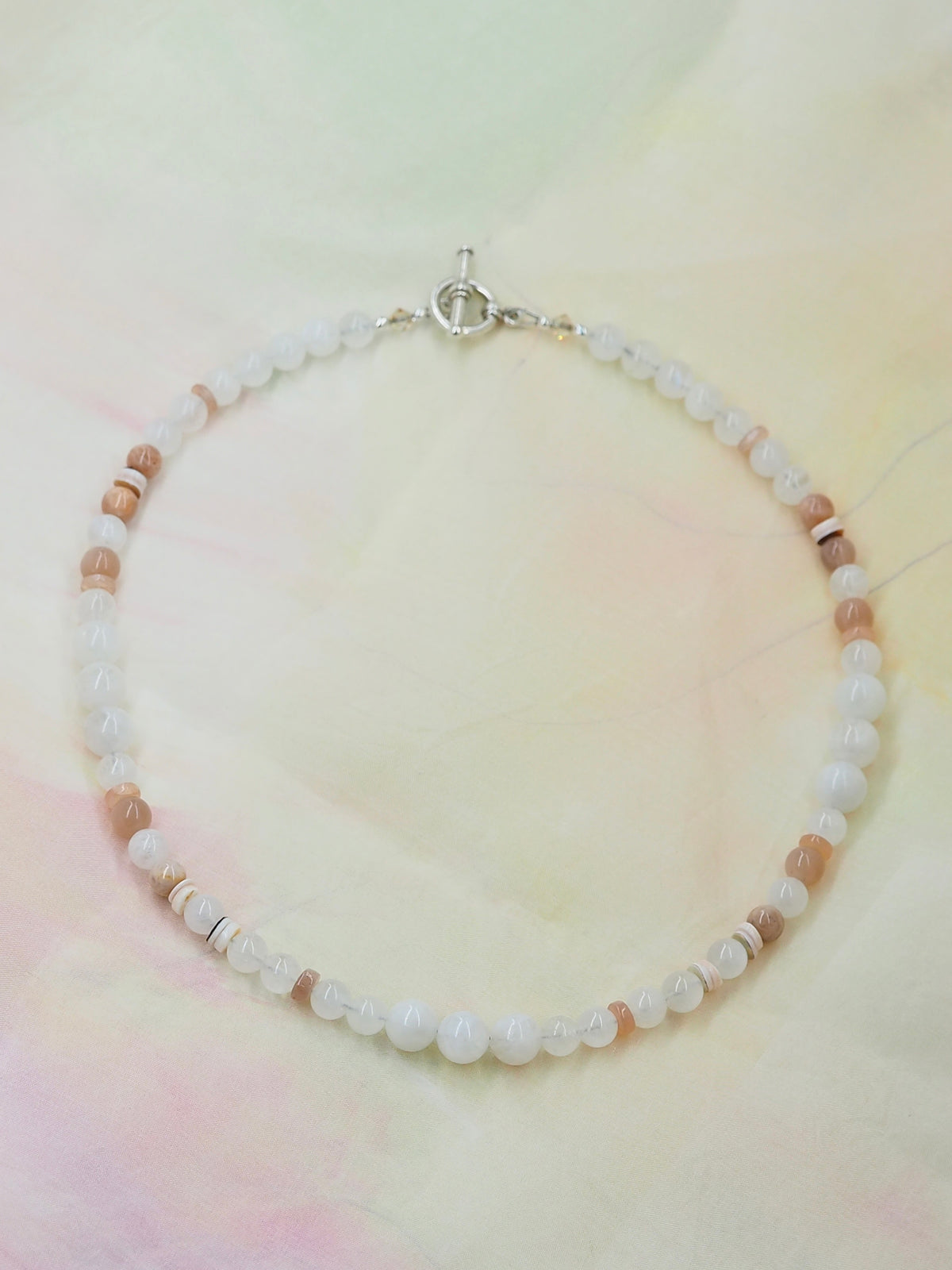Moonstone & Sunstone Hand Beaded Choker