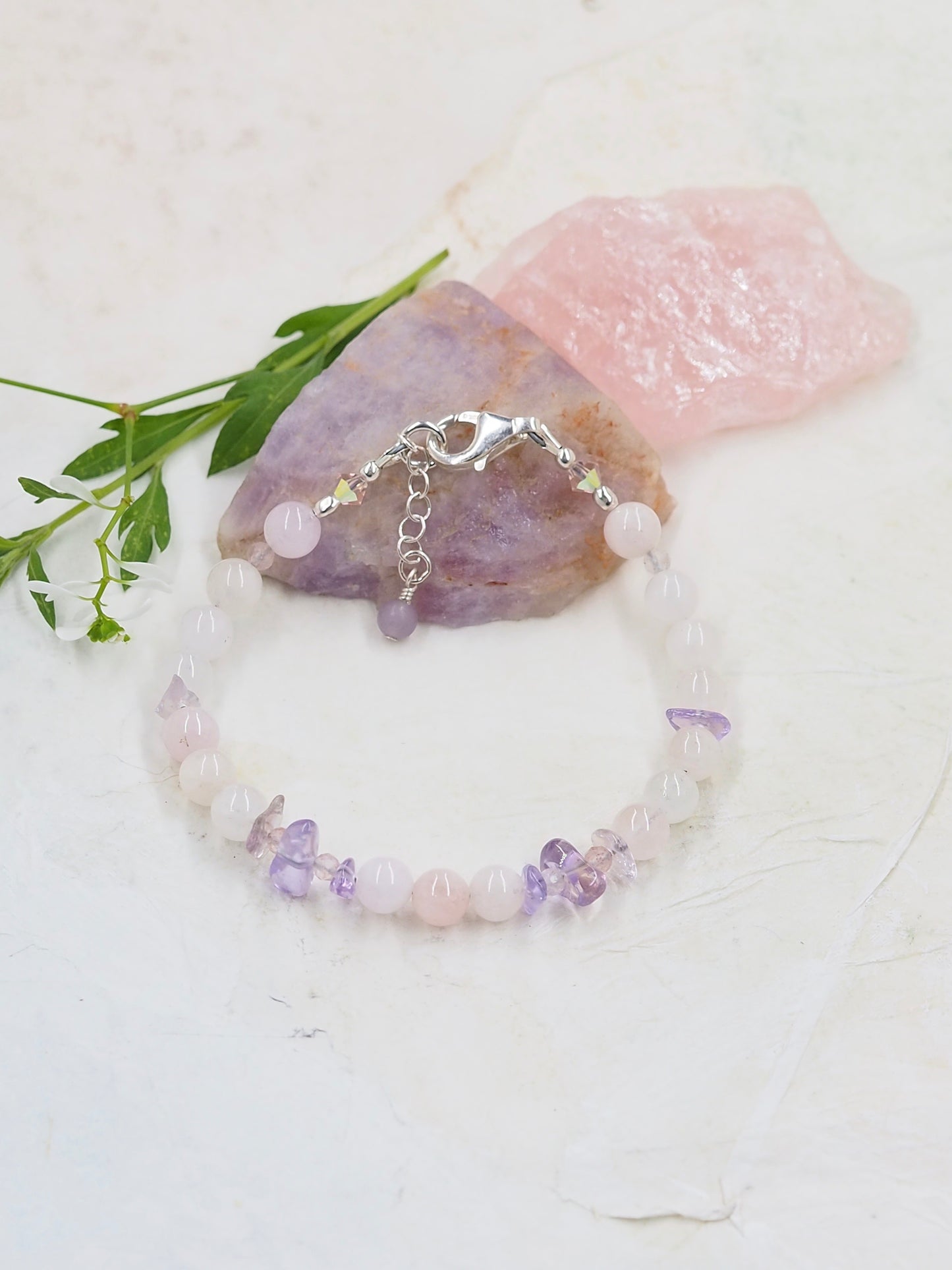 Pink Morganite & Lavender Amethyst slender bracelet