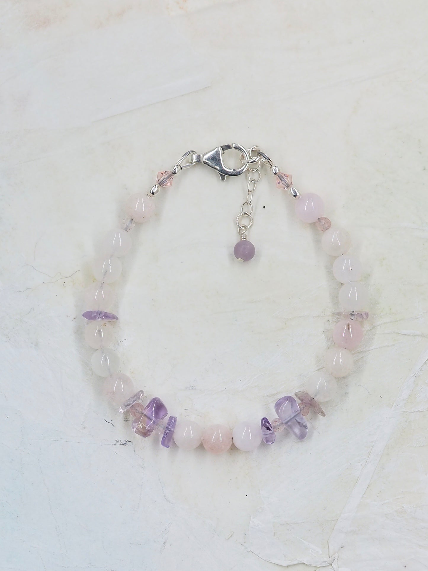 Pink Morganite & Lavender Amethyst slender bracelet