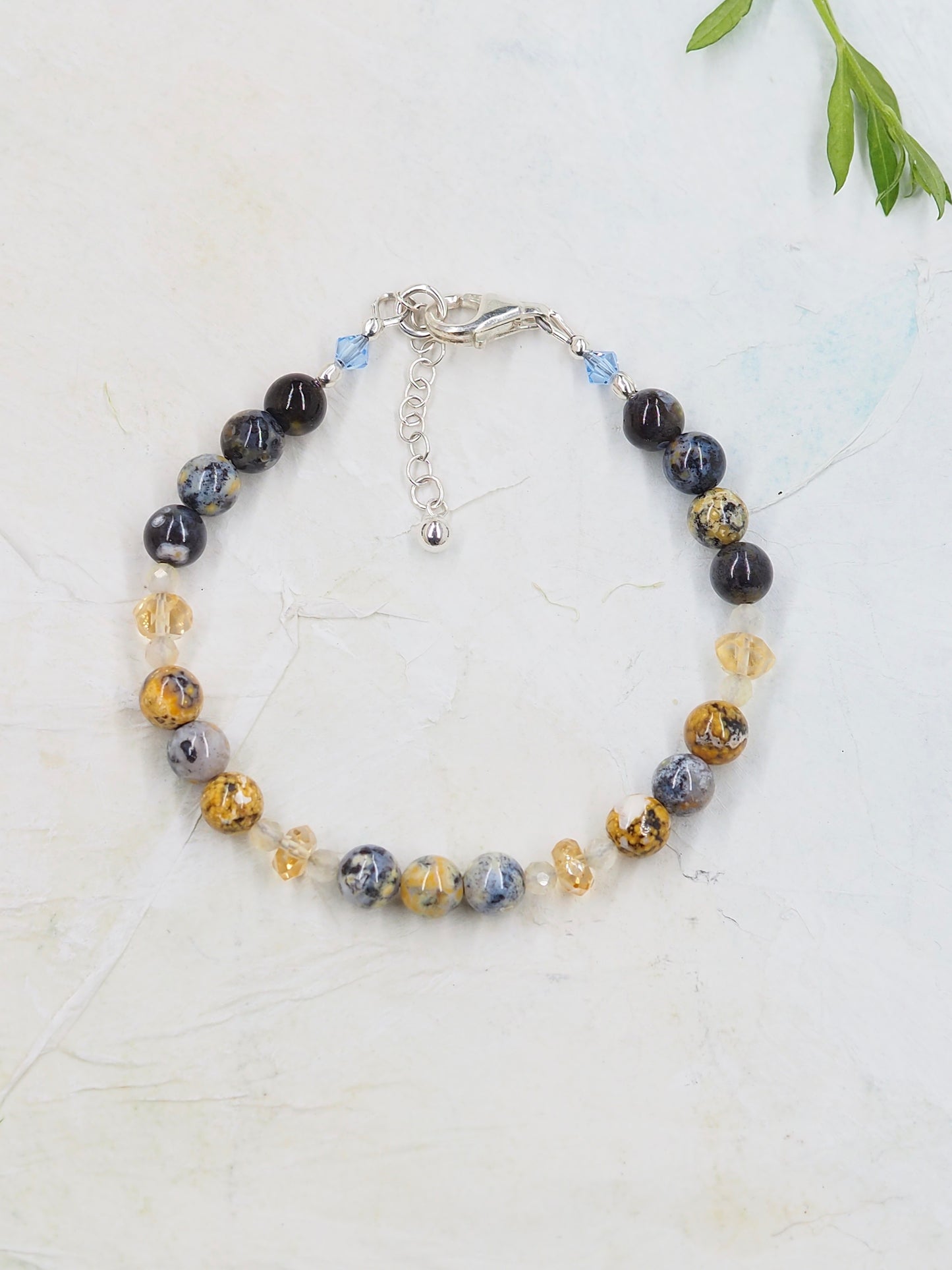 Blue Ocean Agate & Citrine Slender Bracelet