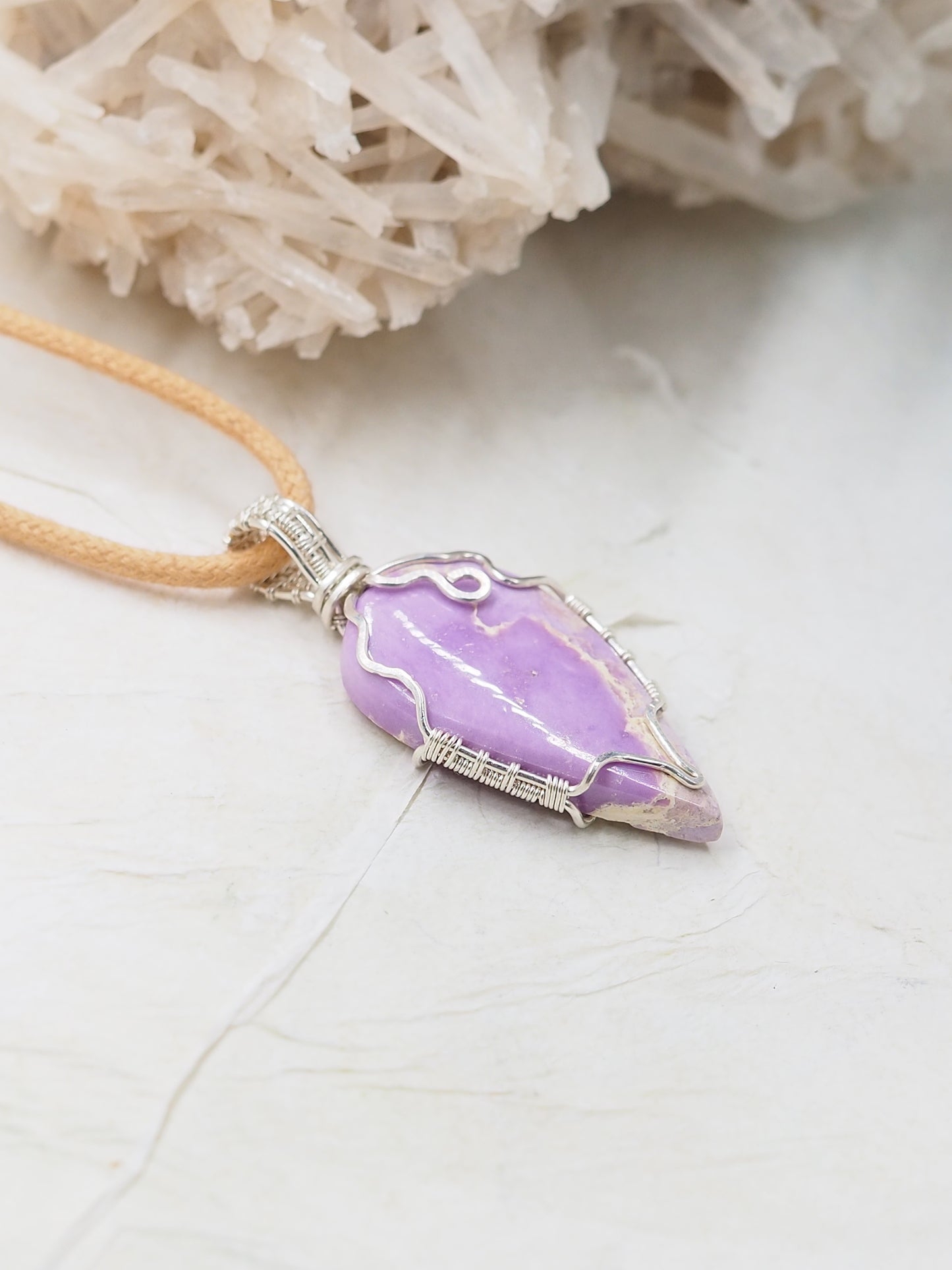 OOAK Phosphospherite & Sterling Silver Hand Wrapped Cabochon Pendant