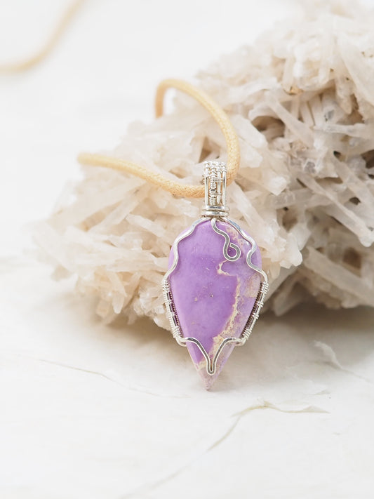 OOAK Phosphospherite & Sterling Silver Hand Wrapped Cabochon Pendant