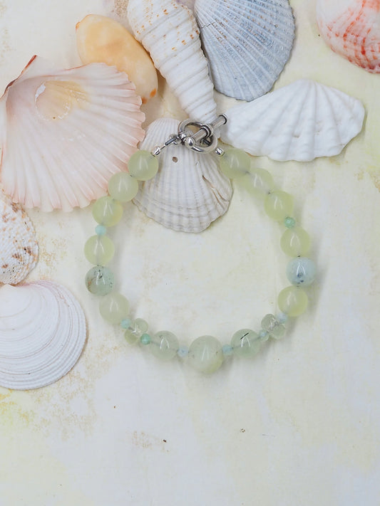 Prehnite, Serpentine & Chrysoprase Beaded Bracelet