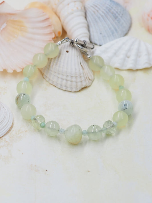 Prehnite, Serpentine & Chrysoprase Beaded Bracelet
