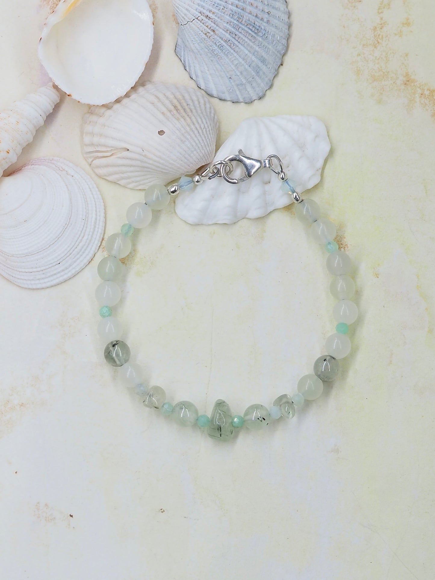 Prehnite, Serpentine & Chrysoprase Slender Bracelet