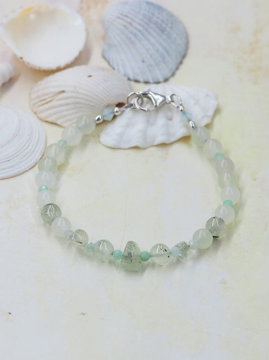 Prehnite, Serpentine & Chrysoprase Slender Bracelet