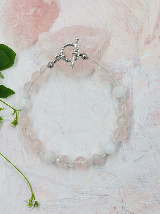 Rose Quartz & Rainbow Moonstone Bracelet