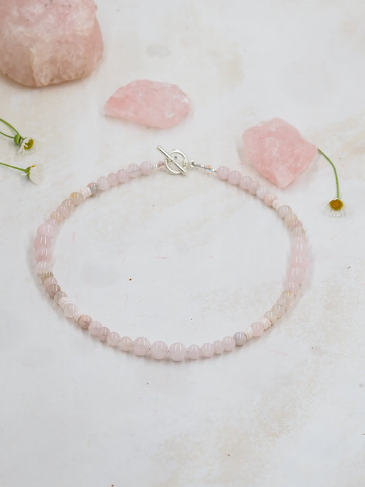 Rose Quartz Choker with Sakura Agate and Luhanos Shell