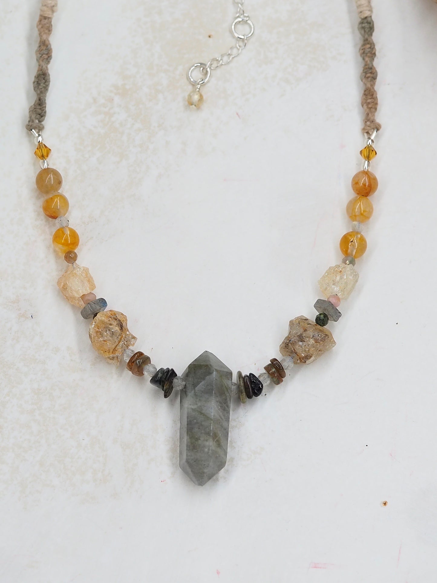 One-of-a-kind Quartz, Topaz and Tourmaline Pendant Necklace