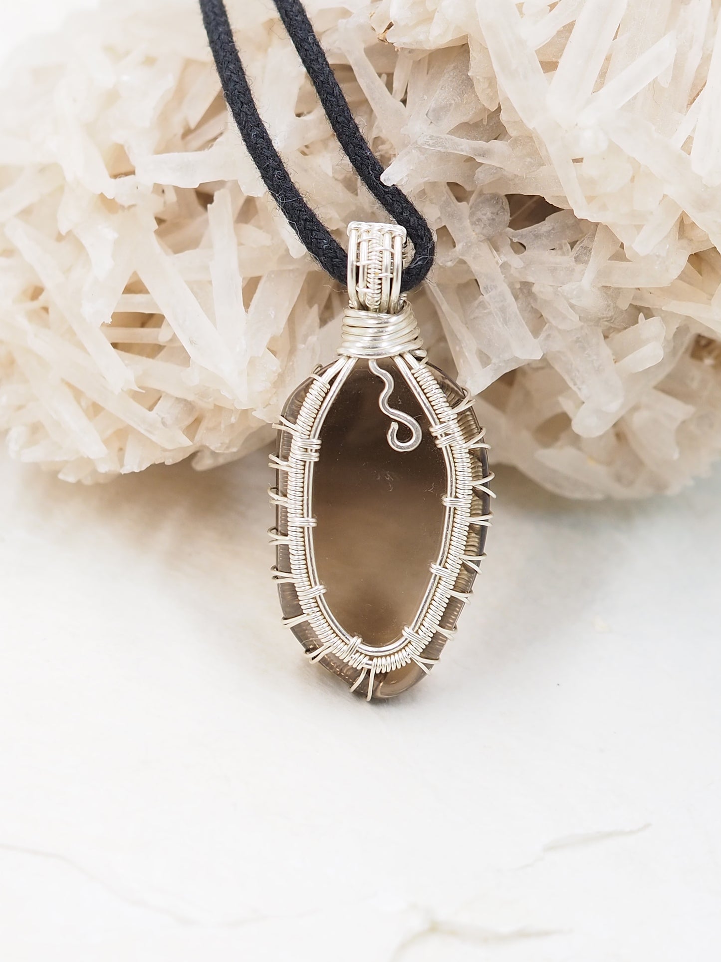 Freeform Smoky Quartz & Sterling Silver Reversible Pendant