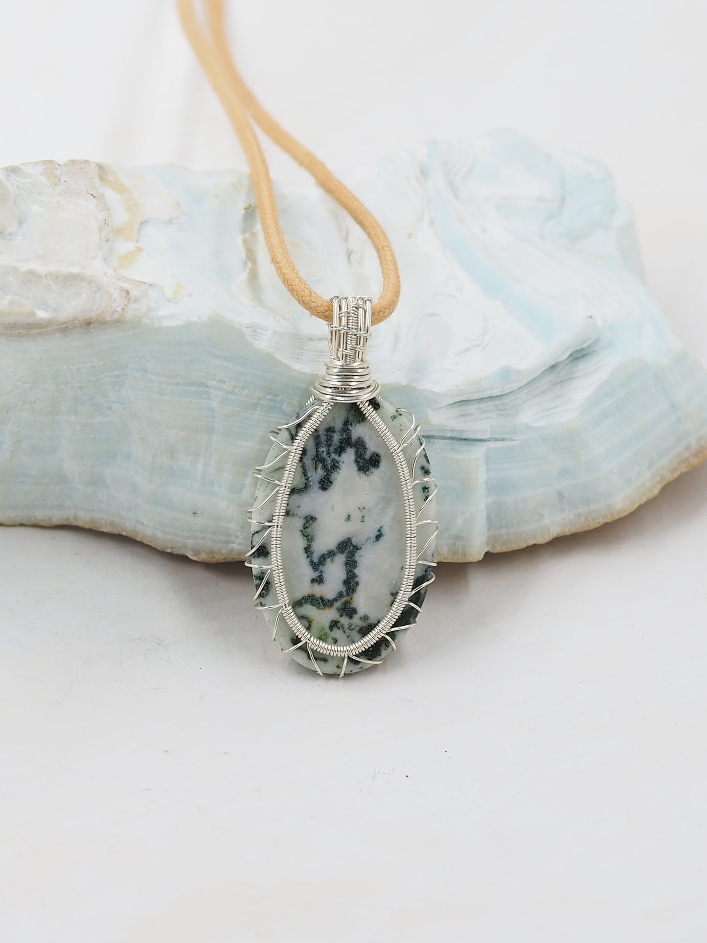 Tree Agate Cabochon & Sterling Silver