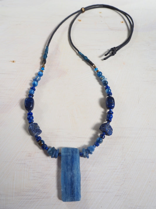 Kyanite & Lapis Lazuli Adjustable Necklace OOAK