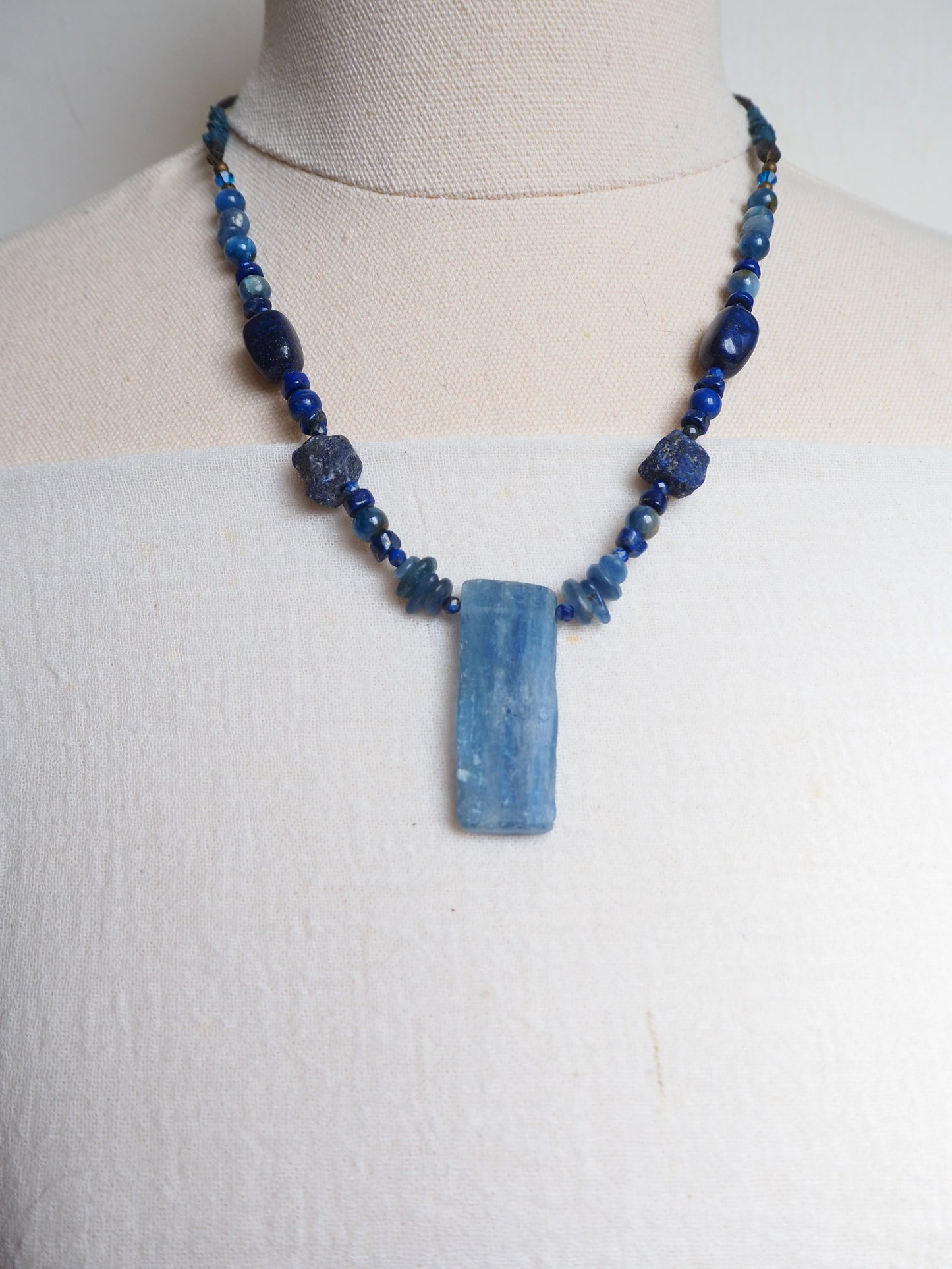 Kyanite & Lapis Lazuli Adjustable Necklace OOAK